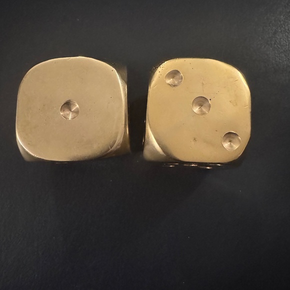 🎲 VINTAGE Solid Brass Giant Dice Pair - Heavy Desk Paperweight & Decor Set - Picture 13 of 13